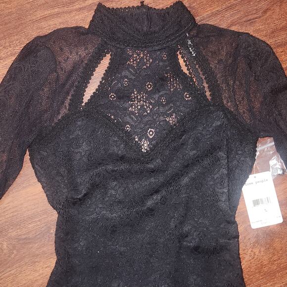 Free People Karlton Black Lace 3/4 Sleeve Backless Mini Dress XS - Picture 6 of 12